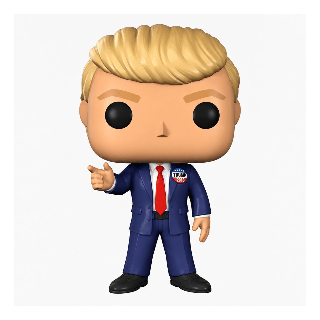 Imagem de referência da figura de vinil de Donald Trump fora da caixa